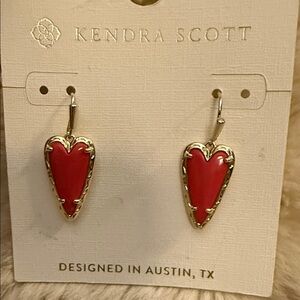Kendra Scott Red Heart Drop Earrings